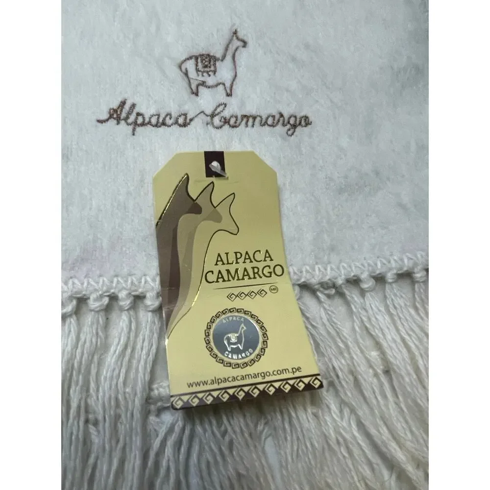 ALPACA CAMARGO PERUVIAN SCARF WINTER 100%ALPACA‎ IVORY COZY SOFT SOPHISTICATED
